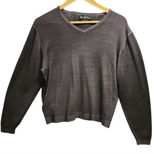 Alan Paine 100% MERINO WOOL V-Neck Sweater Gray Men's Medium